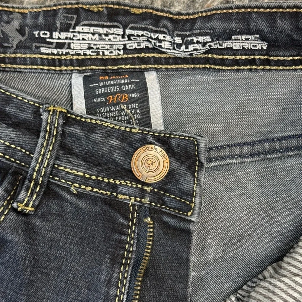 HB Jeans International Gorgeous Dark Slim Fit Faded Black Denim Jeans 28x32‎